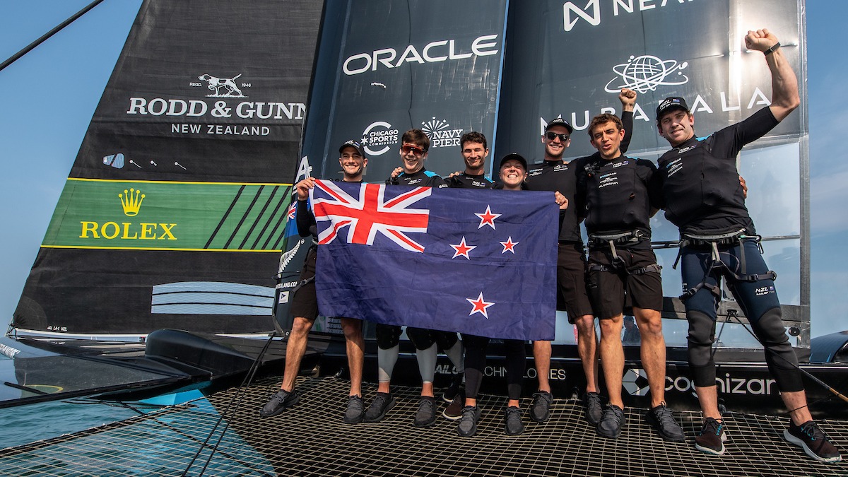 Season 4 // New Zealand SailGP Team // New Zealand celebrate Chicago victory on board 