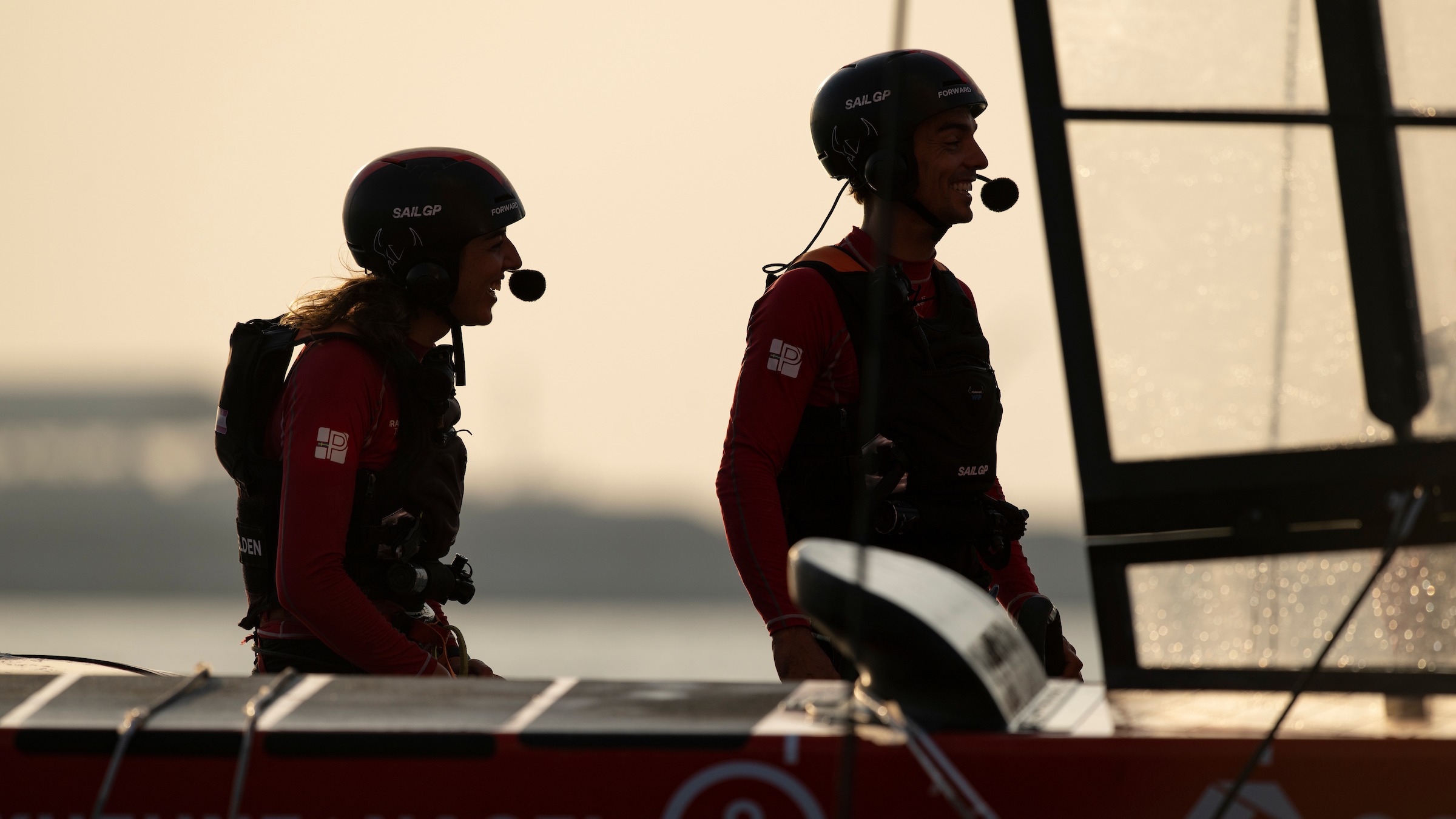 Season 3 // Dubai Sail Grand Prix // Close up of Spanish crew in practice 