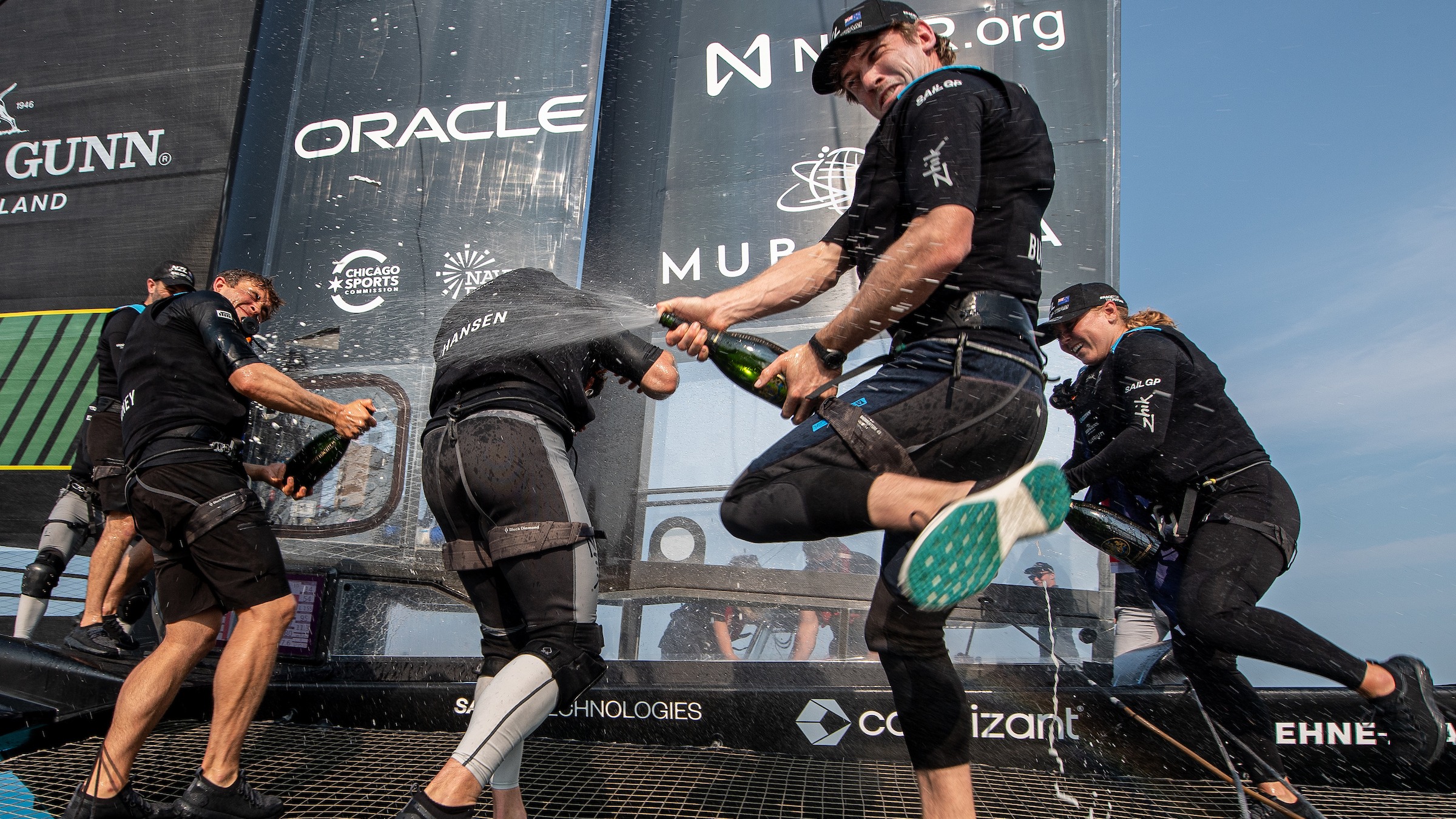 Season 4 // United States Sail Grand Prix Chicago // New Zealand celebrate on board