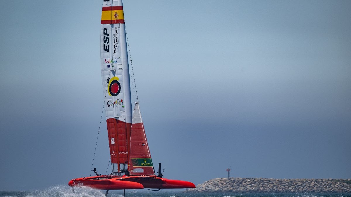 Season 4 // Spain SailGP Team // Spanish F50 underway in practice in LA