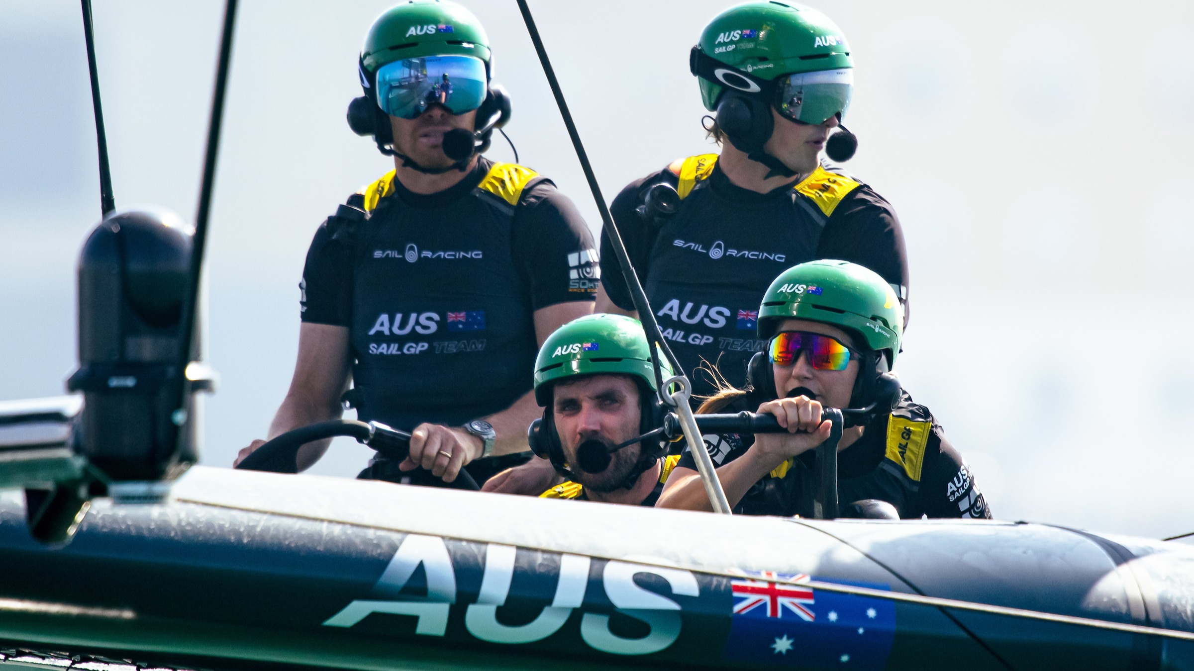 Season 4 // Close up of Australian crew in Fleet Race 1 in Cadiz