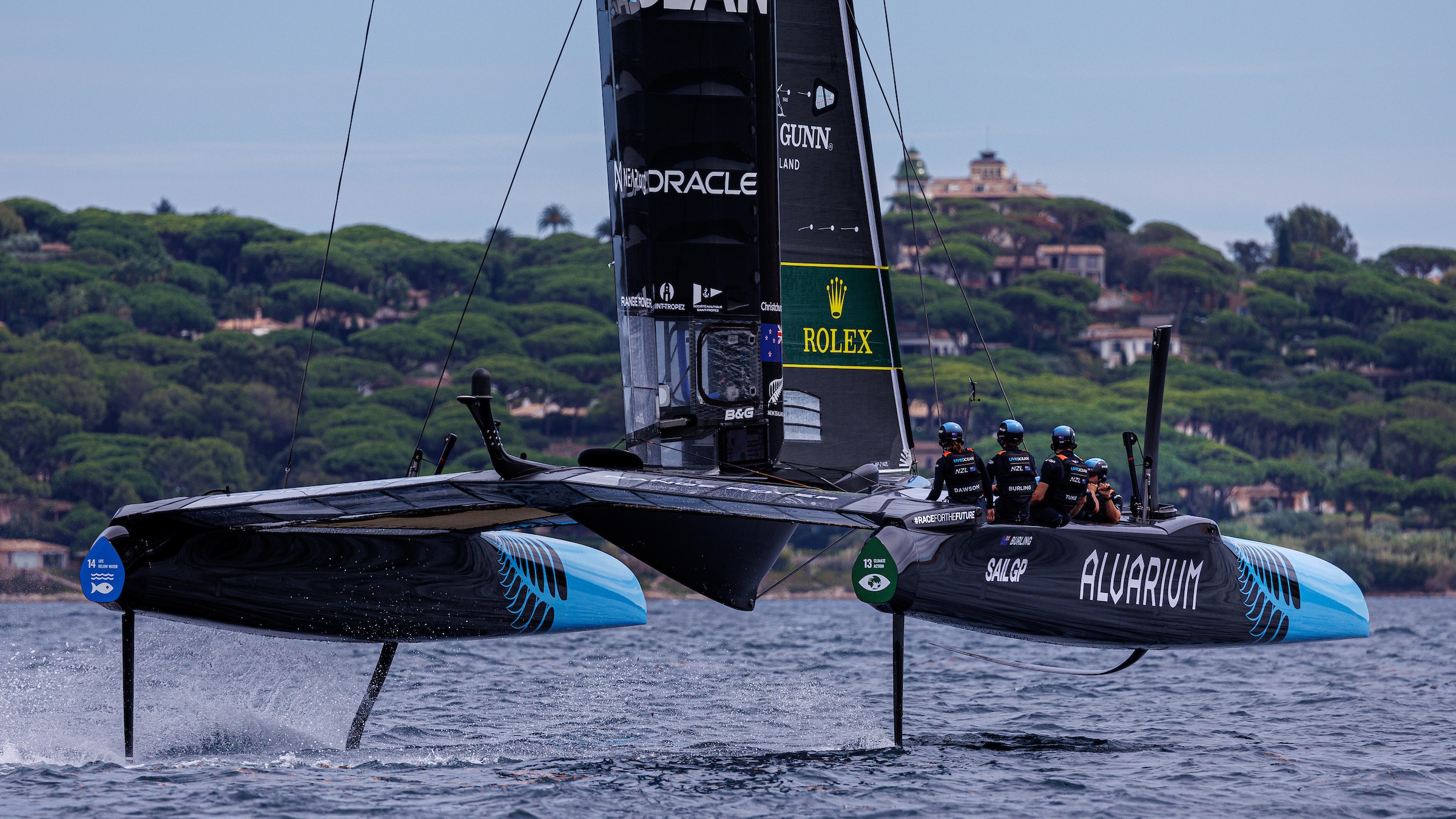 Season 3 // New Zealand SailGP Team // Amokura against Cadiz backdrop