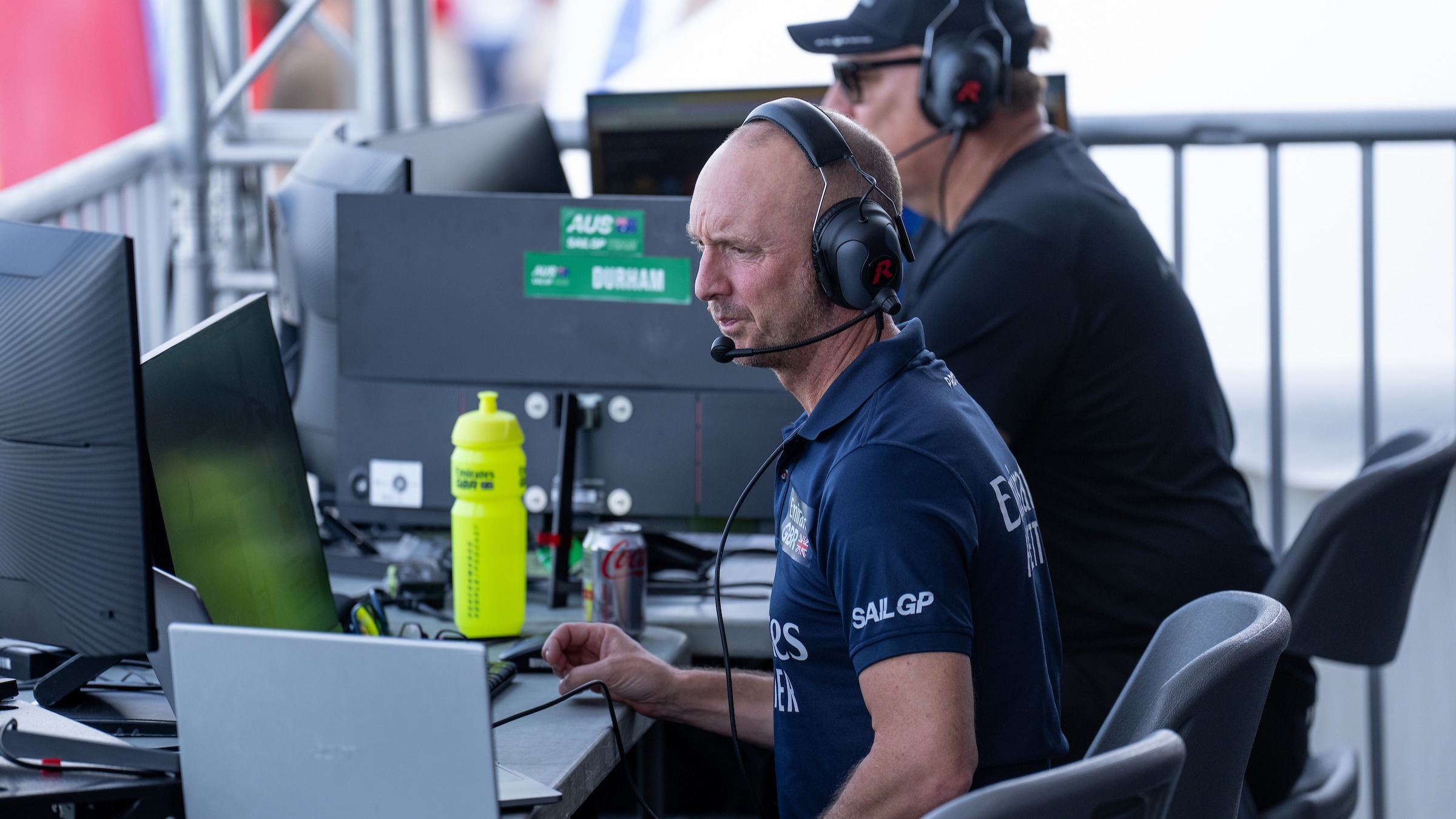 Season 4 // Emirates GBR coach Rob Wilson watching racing from the coaches' booth in Cadiz