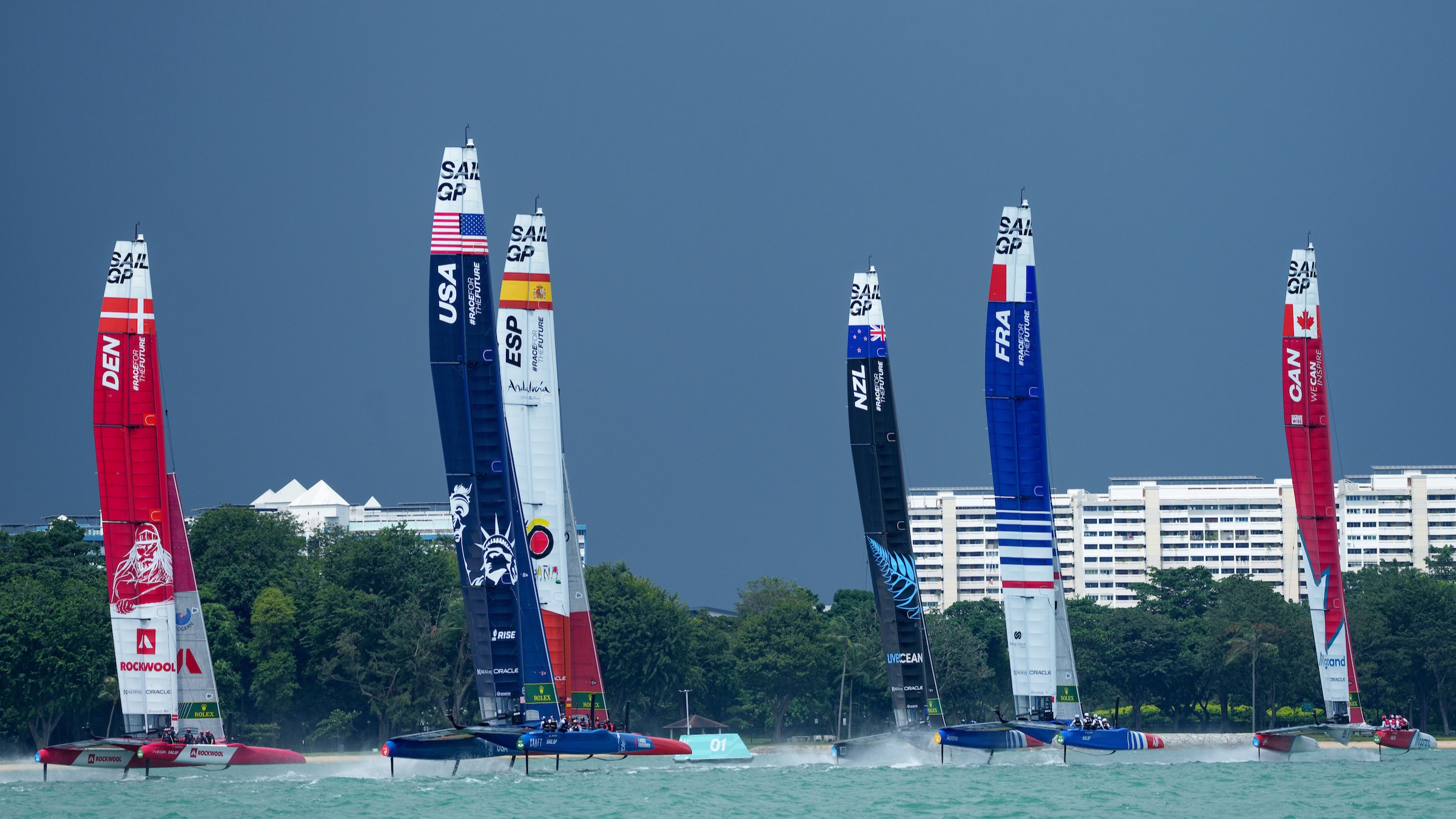 Season 3 // Singapore Sail Grand Prix // F50 fleet beneath clouds