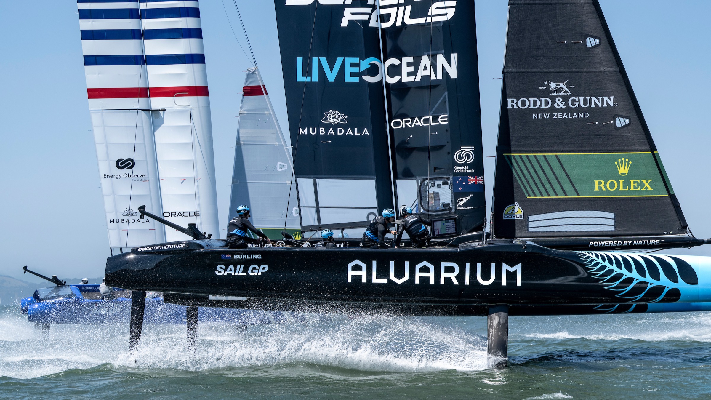 Season 4 // Close up of New Zealand F50 during San Francisco practice 