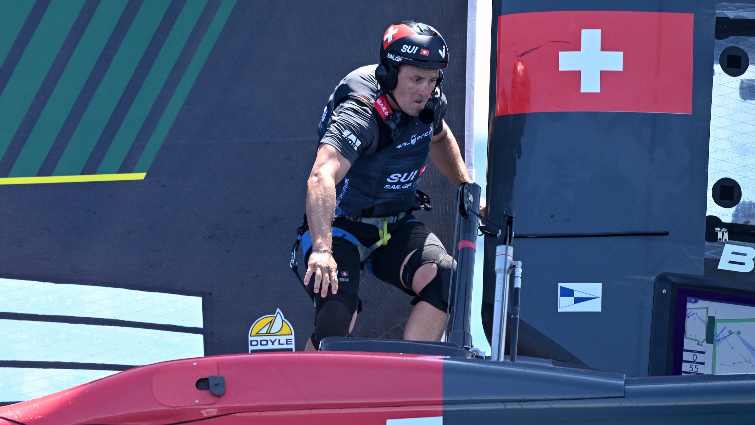 Season 3 // Swizerland SailGP Team // Eliot Merceron crossing Swiss F50