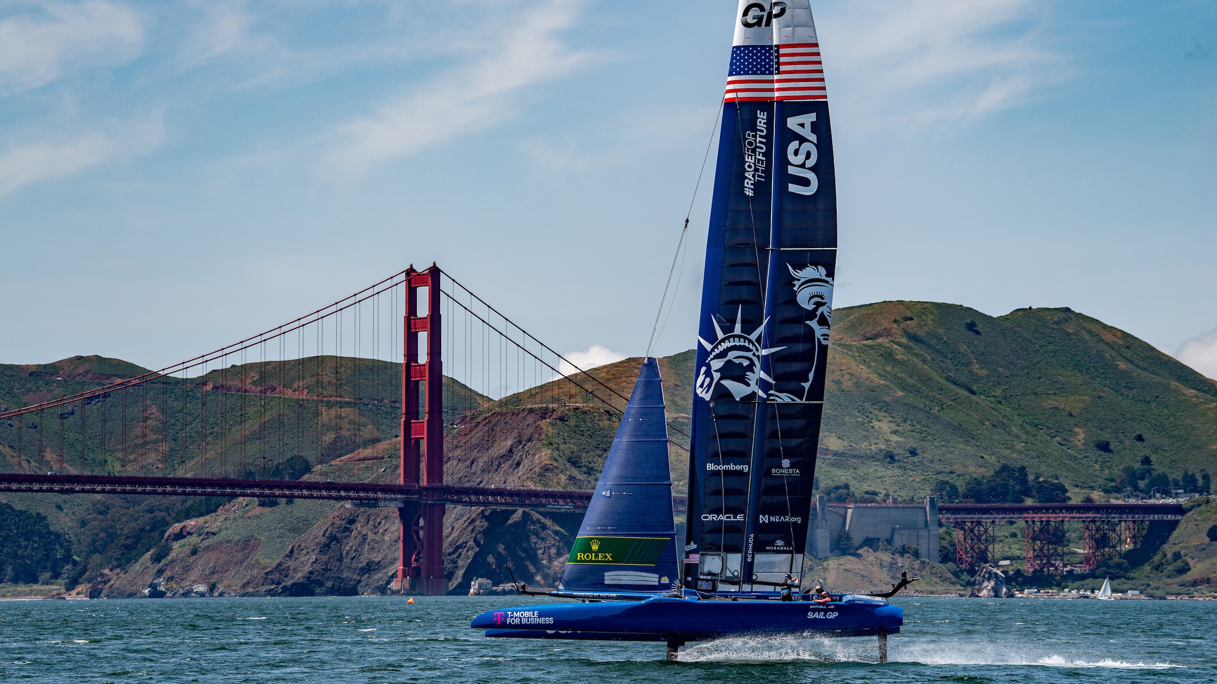 Season 3 // United States SailGP Team // USA F50 with Golden Gate Bridge 