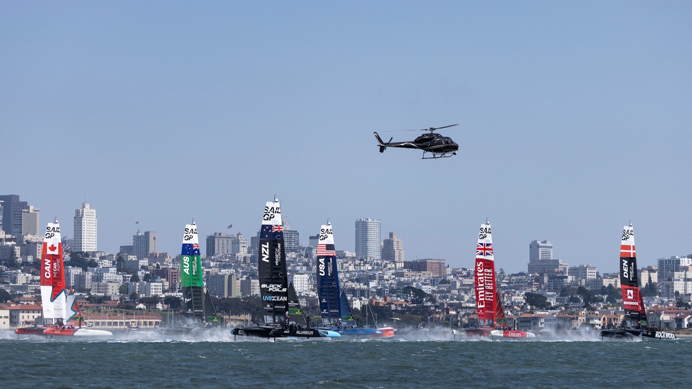 Season 4 // Fleet underway in windy conditions of practice racing in San Francisco