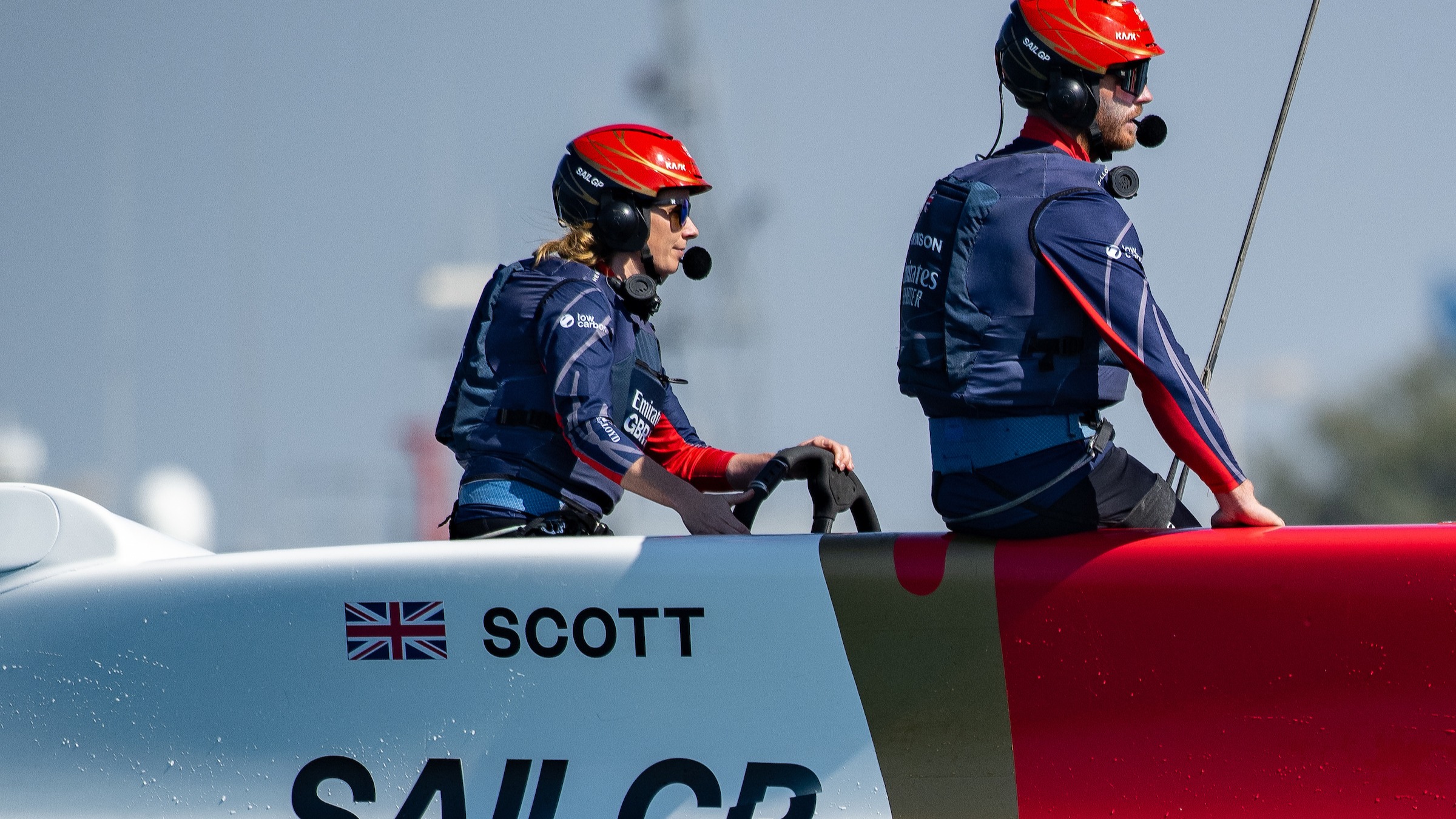 Season 4 // Hannah Mills at Emirates GBR wheel during WP training in Abu Dhabi