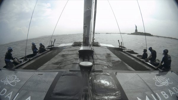 WATCH: The moment New Zealand grinder Marcus Hansen flips overboard in New York