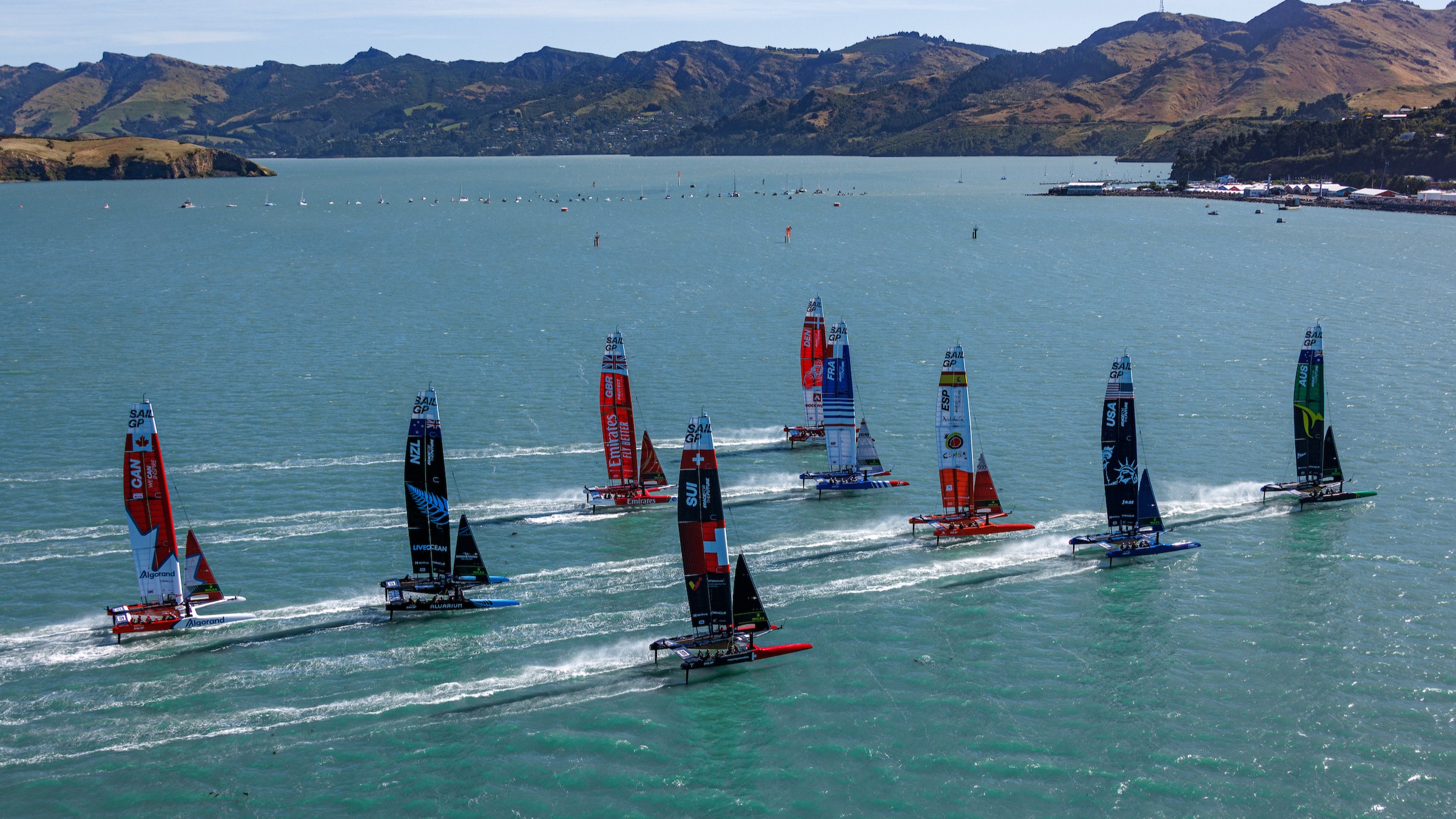 Season 3 // New Zealand Sail Grand Prix // Fleet against the skyline 