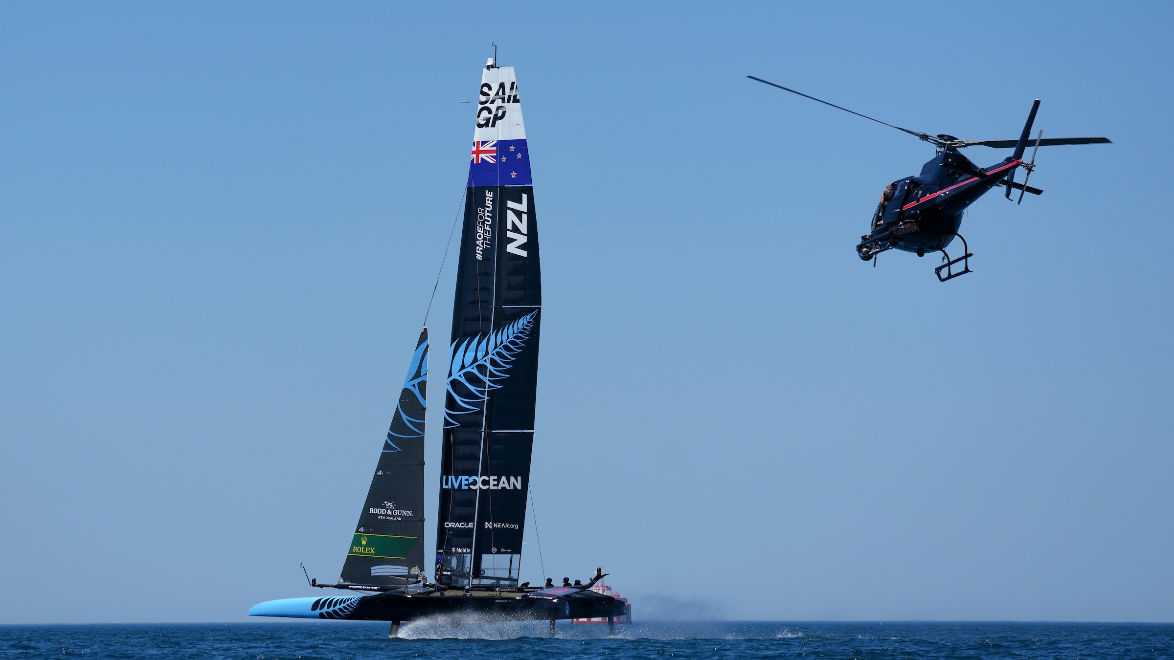 Season 3 // United States Sail Grand Prix Chicago // New Zealand and helicopter
