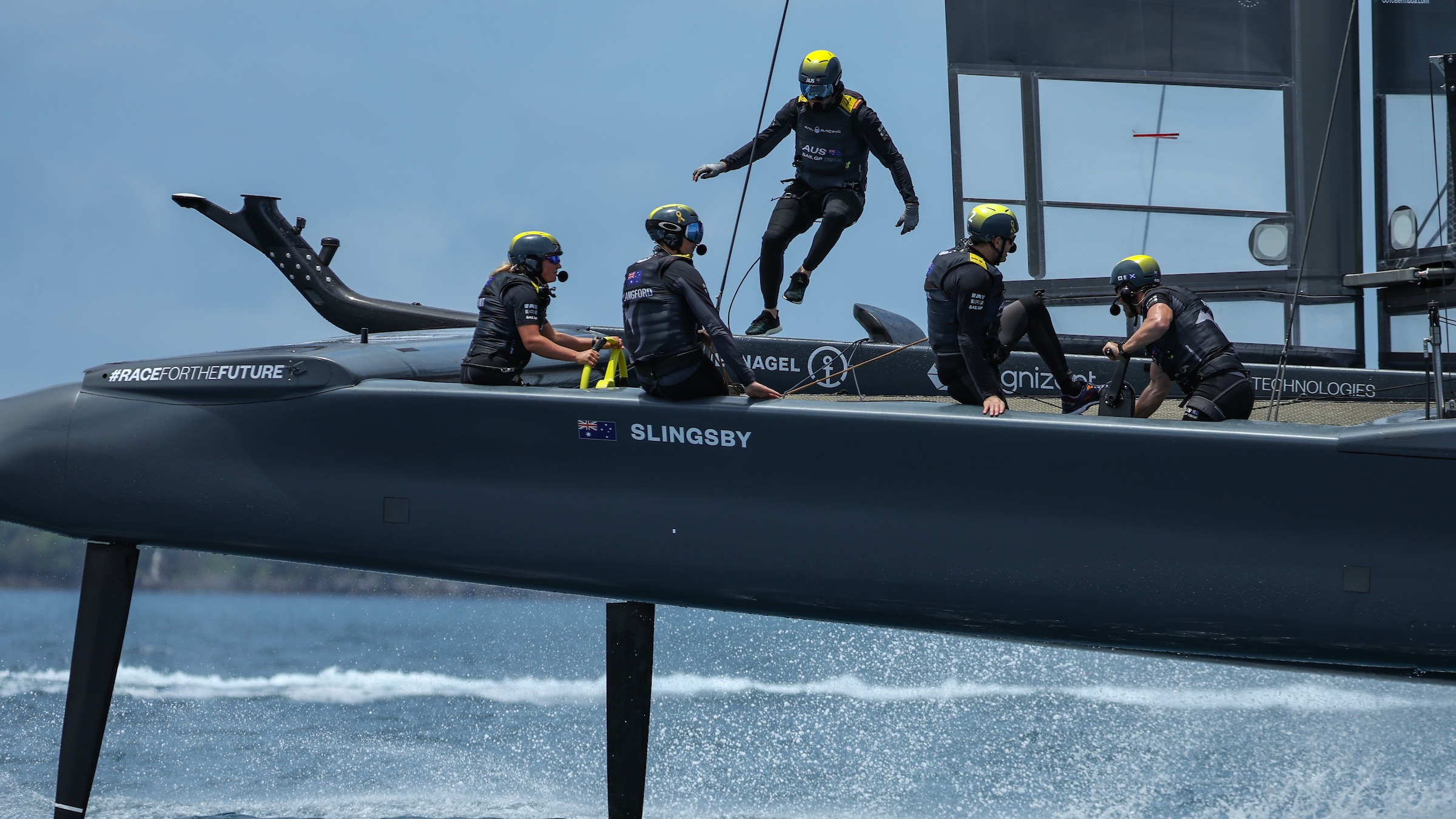 Season 3 // Australia SailGP Team // Tash Bryant at the wheel 