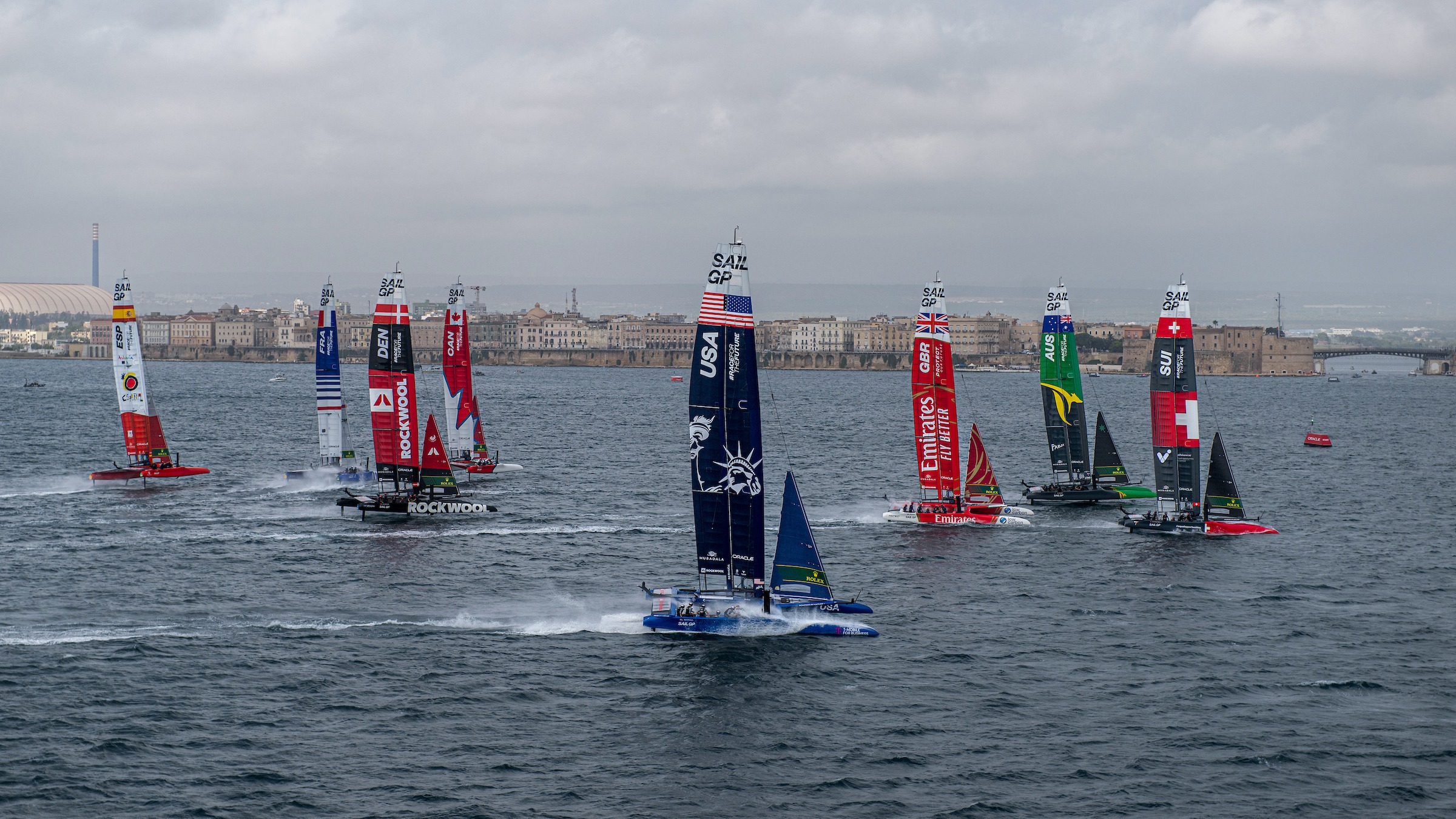 Season 4 // United States at the forefront of the F50 fleet during racing on Taranto Race Day 1