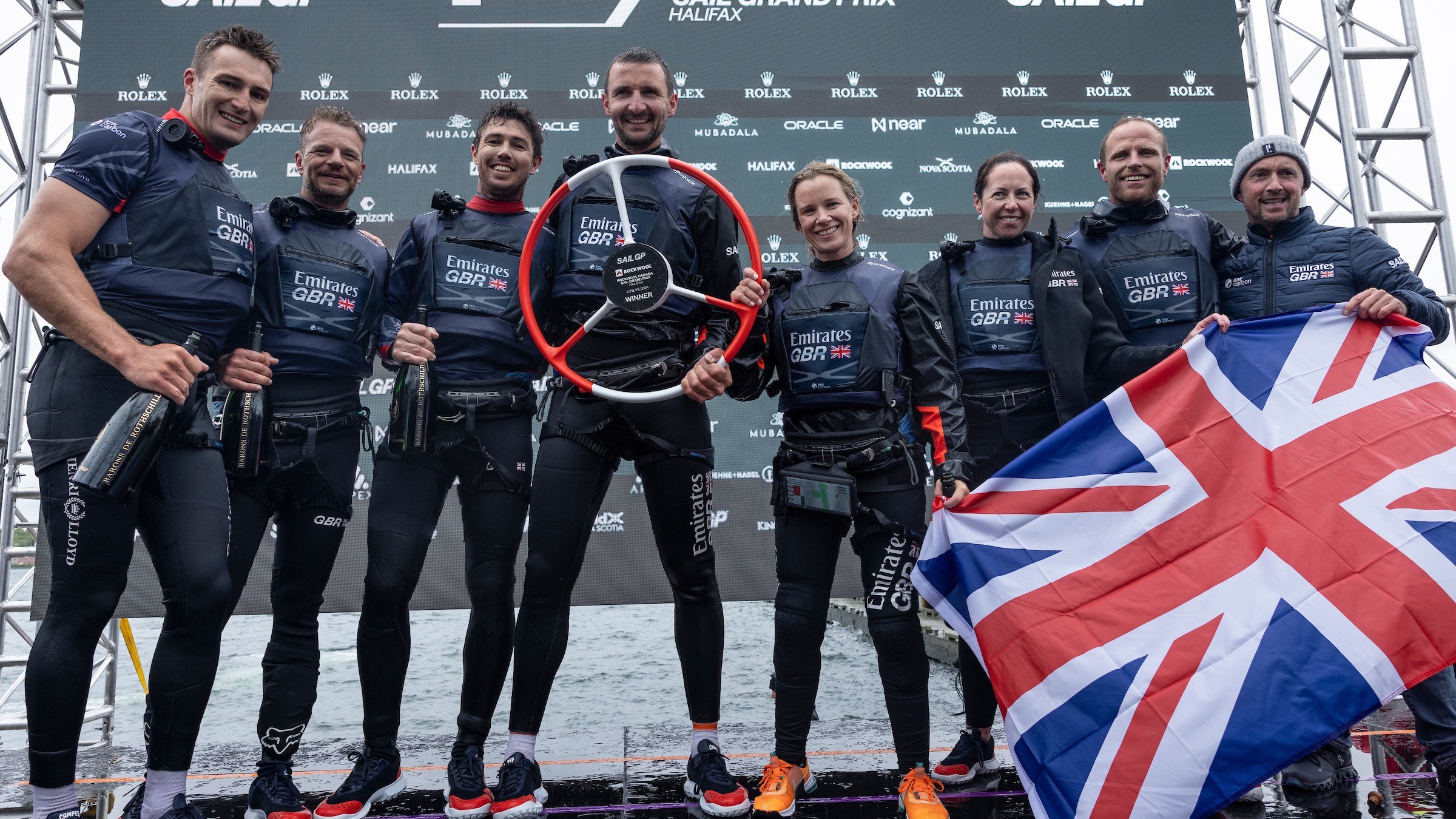 Season 4 // Emirates GBR and Giles Scott celebrate Halifax win