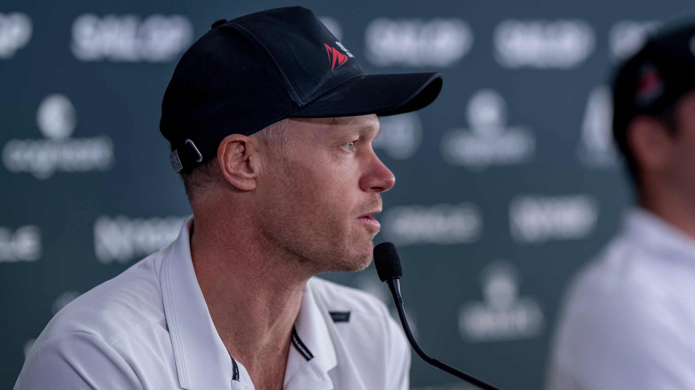 Season 4 // Close up of Switzerland driver Nathan Outteridge at San Francisco press conference 