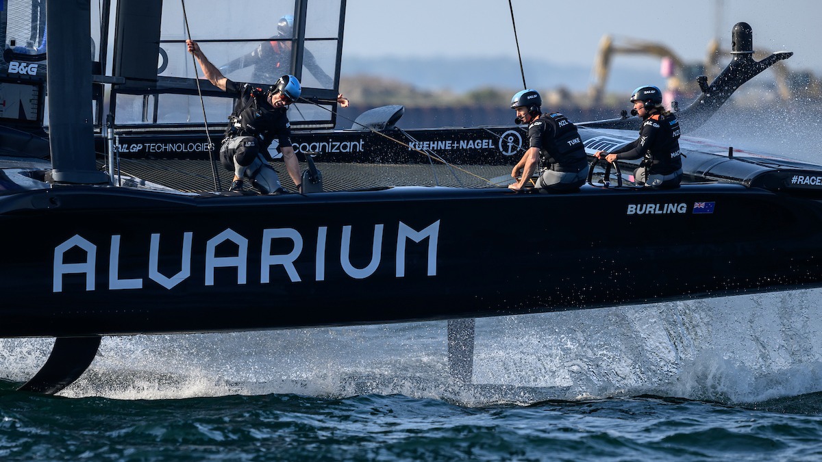 Season 3 // ROCKWOOL Denmark Sail Grand Prix // New Zealand crew close up in practice racing