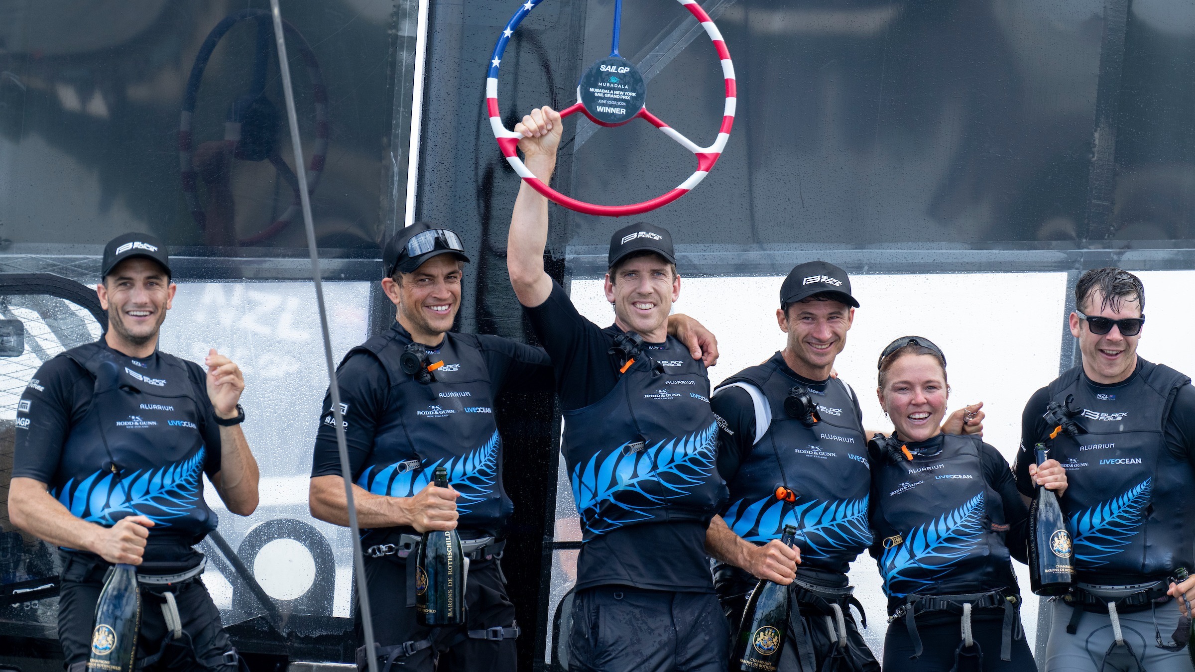 Season 4 // Peter Burling celebrates with New Zealand crew in New York