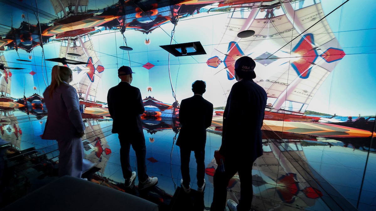 Season 4 // Members of the U.S. SailGP Team experience immersive content at Hall des Lumieres event