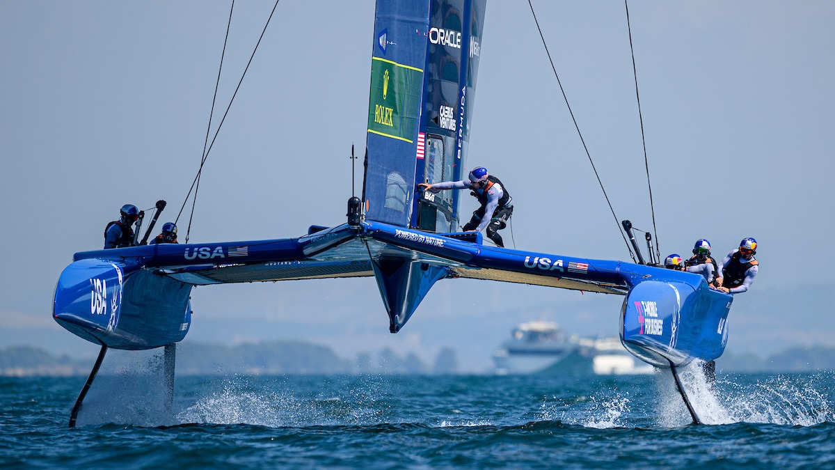 Season 3 // Spain Sail Grand Prix // Close up of USA in practice 