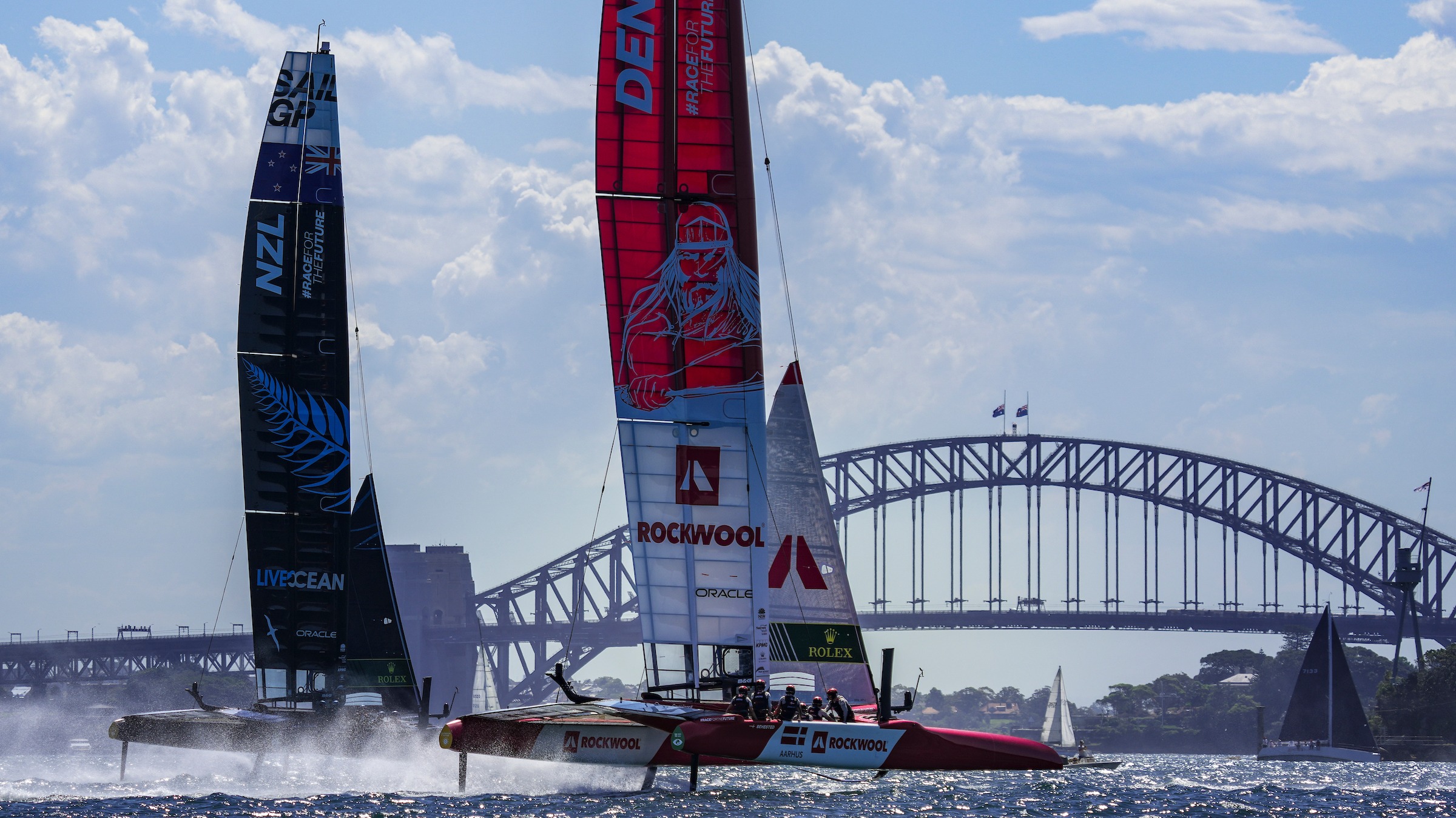 Season 3 // Denmark SailGP Team // Denmark F50 with Sydney bridge