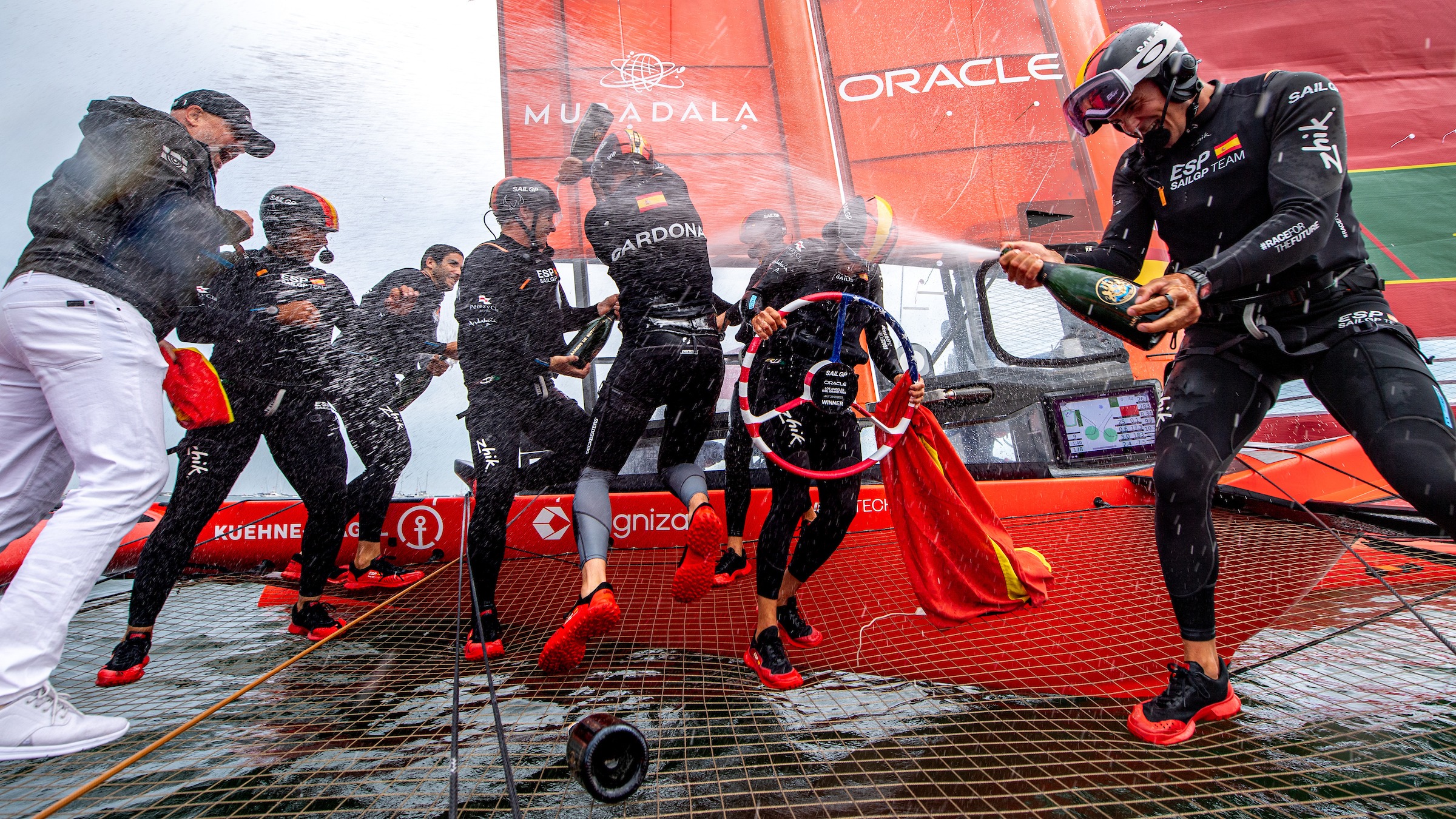 Season 4 // Los Angeles Sail Grand Prix // Spain celebrates champagne moment