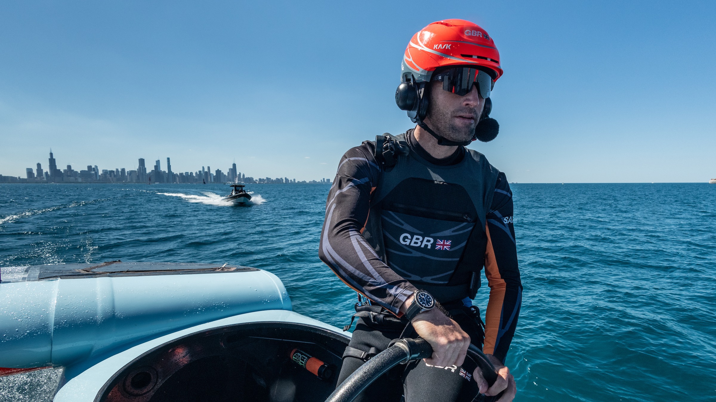 Season 3 // United States Sail Grand Prix Chicago // Ainslie with skyline