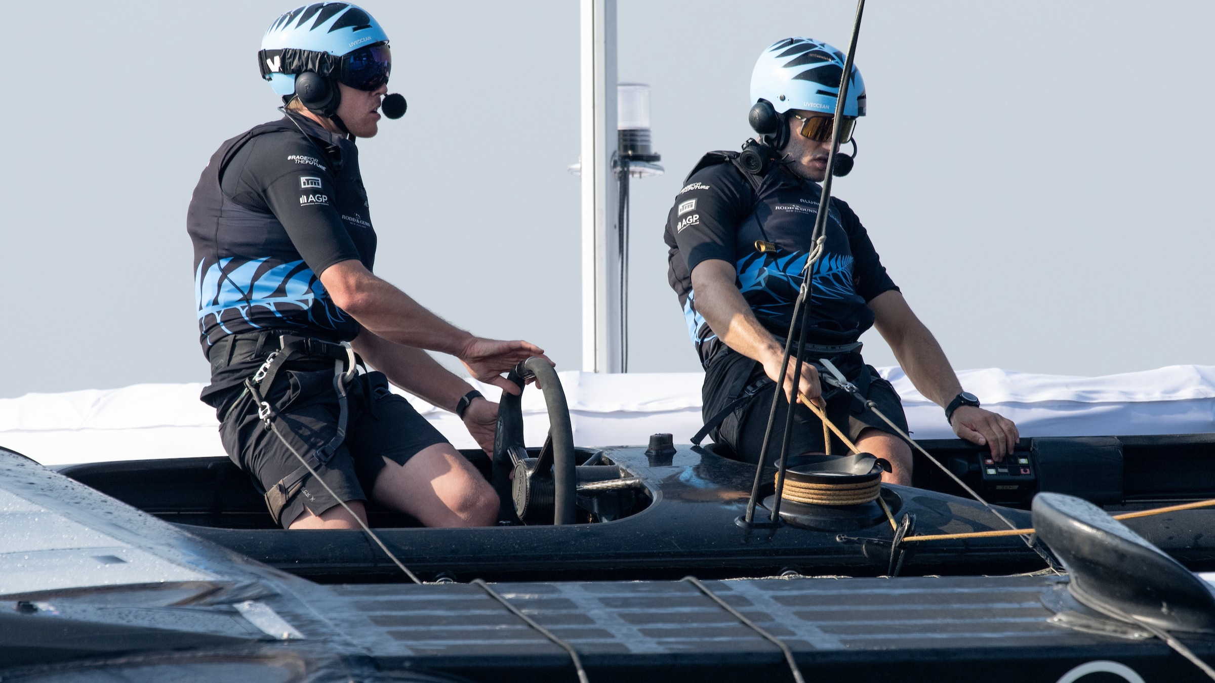 Season 4 // Close up of New Zealand crew on first day of racing in Dubai 