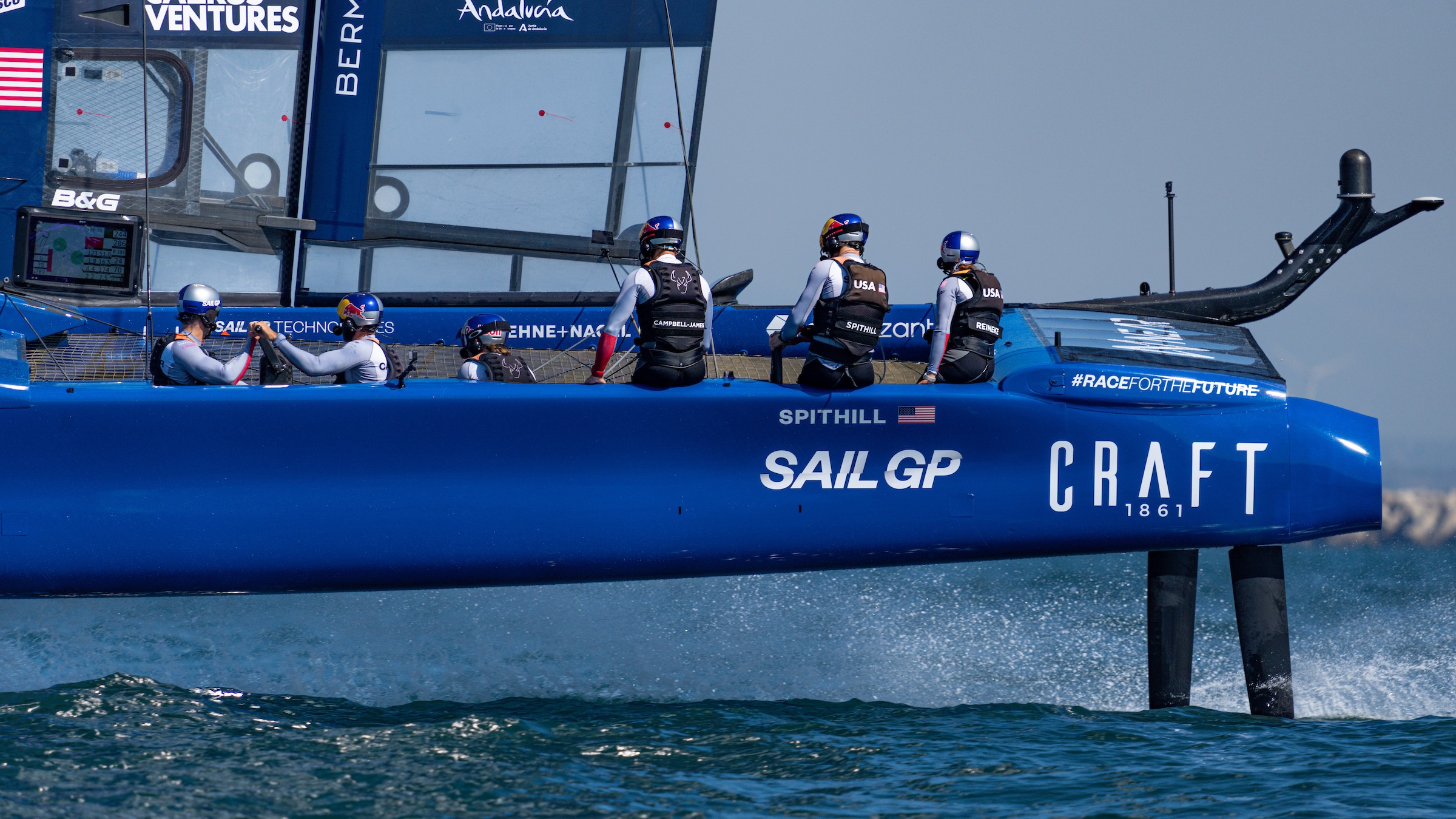 Season 3 // U.S. SailGP Team // Erika Reineke behind Spithill 