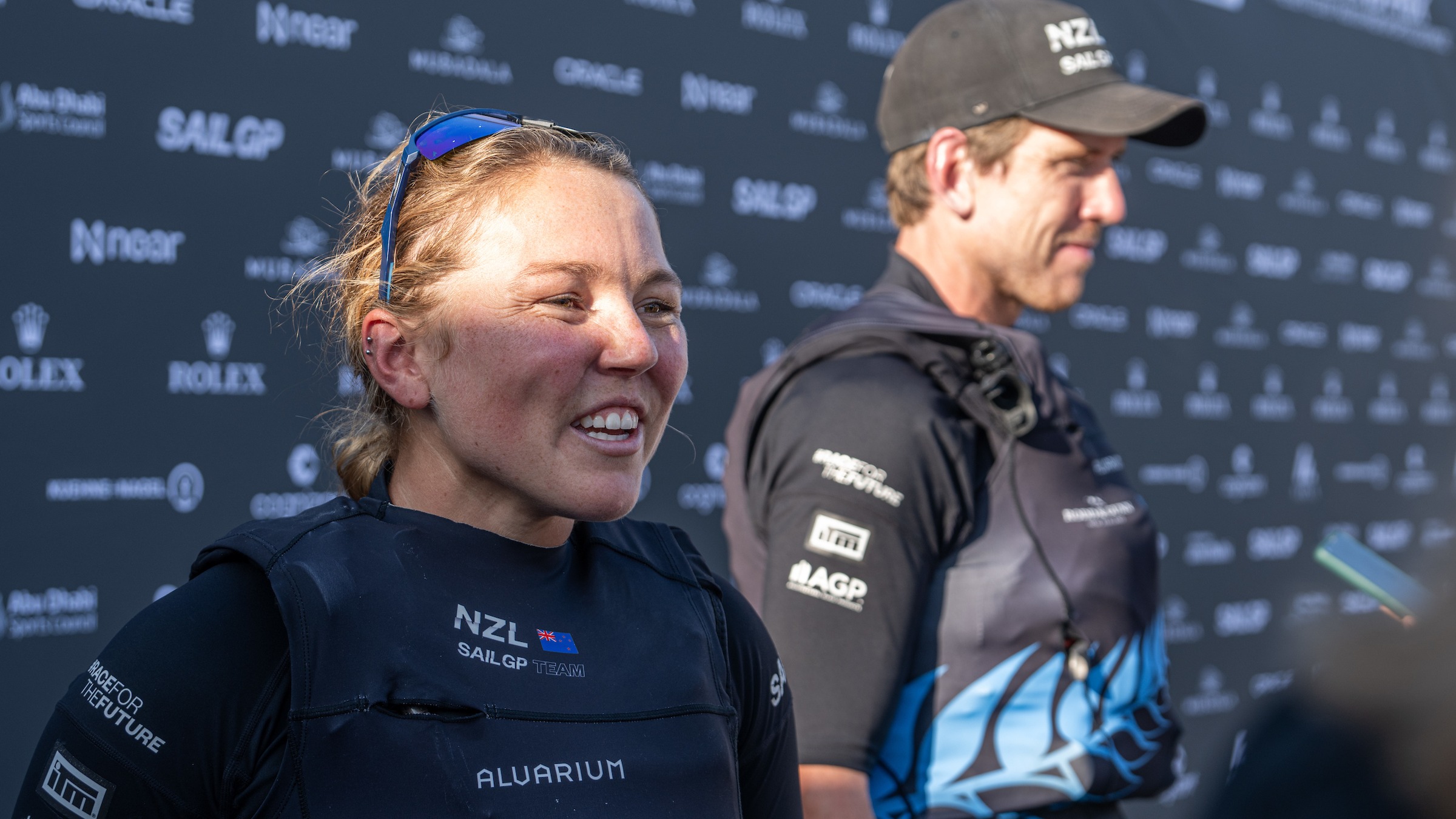 Season 4 // Liv Mackay and Peter Burling in Abu Dhabi Mixed Zone