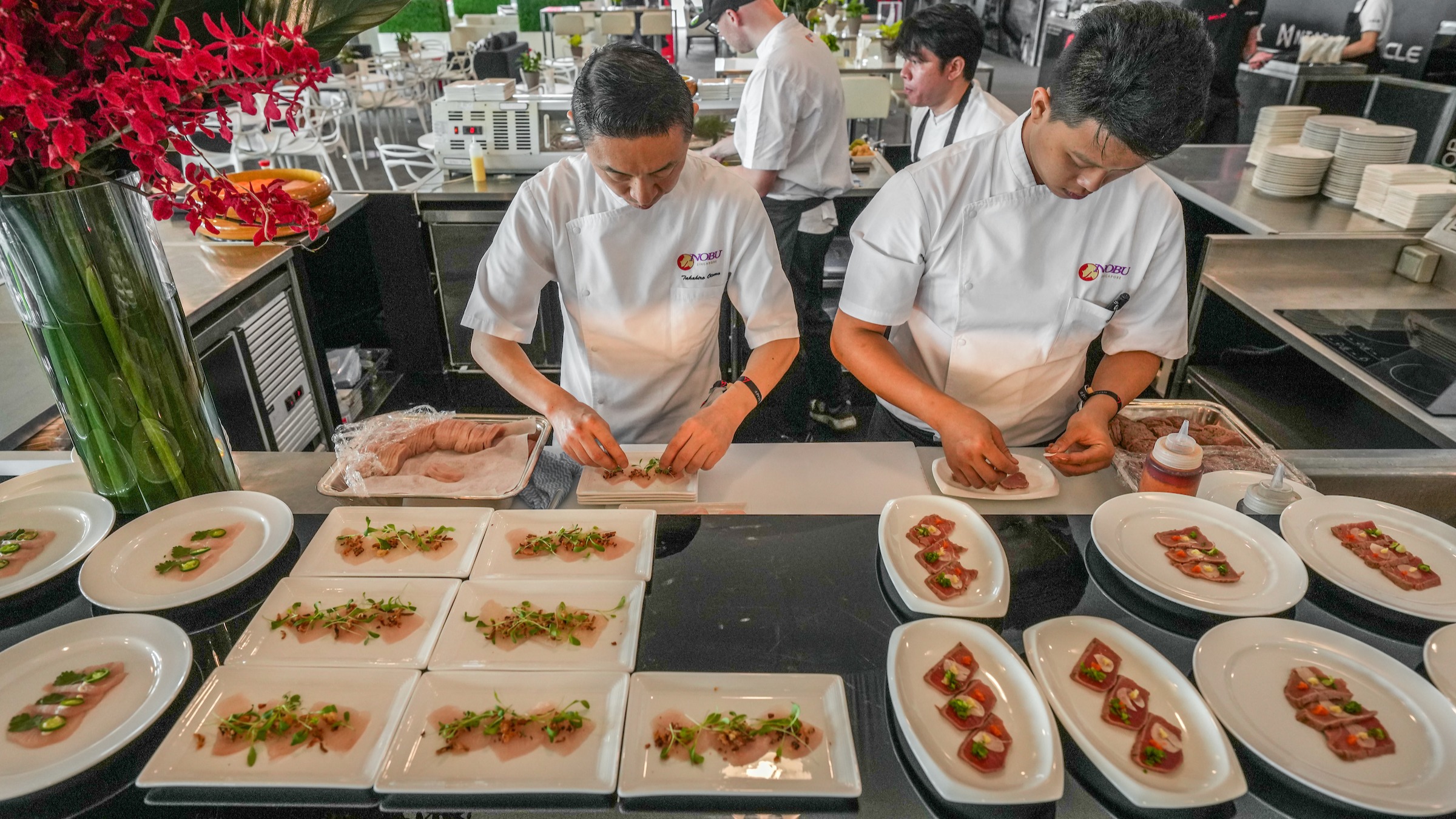 Season 3 // Singapore Sail Grand Prix // Nobu dishes laid out in Adrenaline Lounge