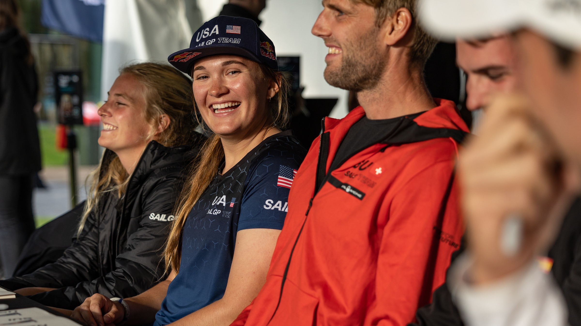 Season 3 // United States SailGP Team // Cam Farrah with athletes 