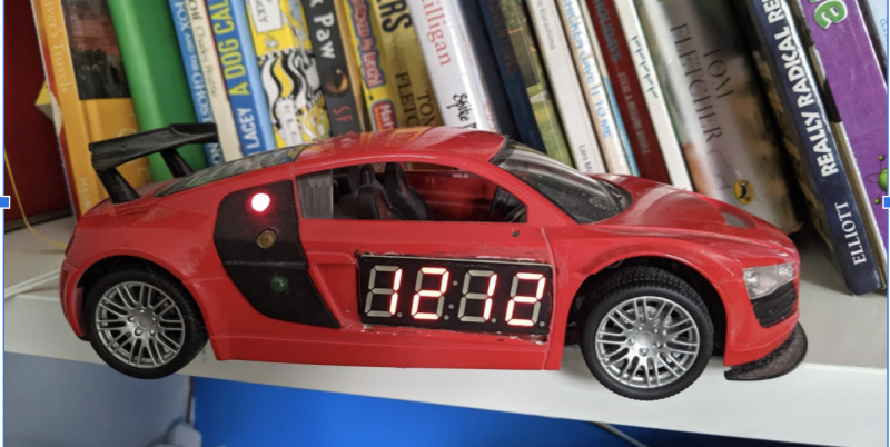 David’s first Gro Clock, made for his now seven-year-old son, was installed inside a defunct remote-control car