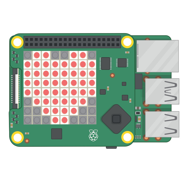 Light up a pattern of RED leds on the Sense HAT matrix to form a heart.