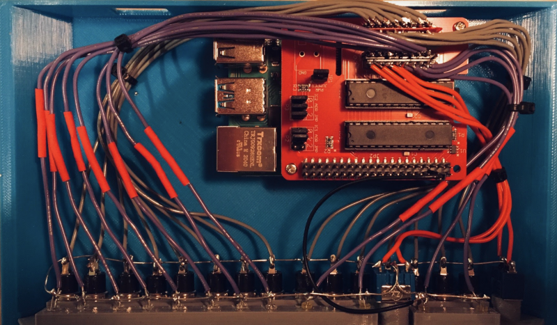 Raspberry Pi 4 is connected to the lights and LEDs on the front panel via a 32-channel I/O expansion HAT