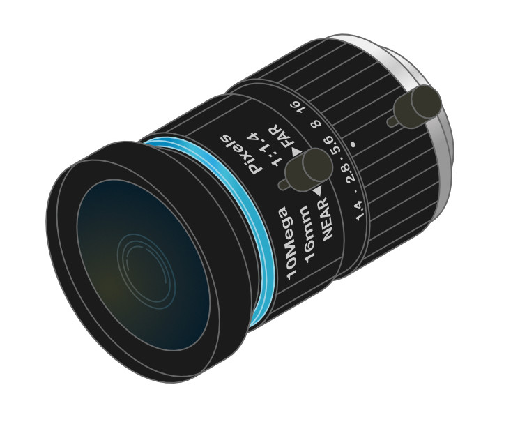 The 16 mm C-mount lens 