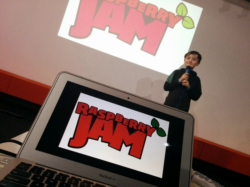 2014: A young Josh Lowe presents at the Raspberry Jam – he’d go on to make EduBlocks