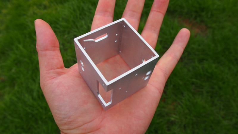 Figure 4
Each face of this cube was machined on our CNC as a separate job, using a jig similar to the one seen in Figure 2