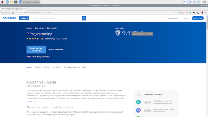 Coursera provides access to online learning tools provided by respected academic institutions