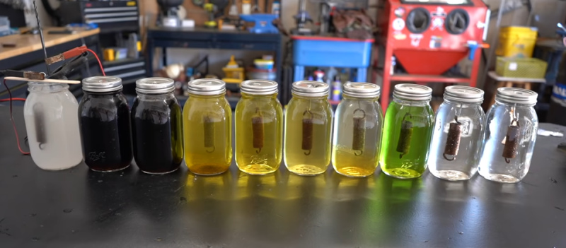 The colourful stages of rust removal