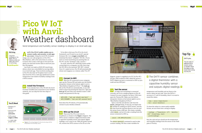 Pico W IoT with Anvil: Weather dashboard