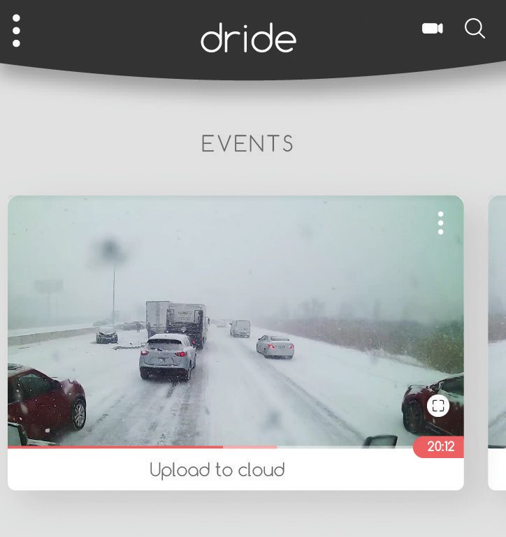 The Dride app is used to access recorded video