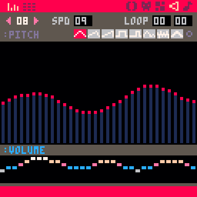 PICO-8's interface lets you draw out SFX by dragging a mouse