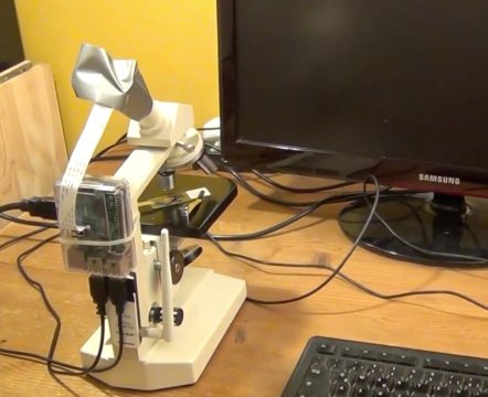 Microscope hacked with Camera module