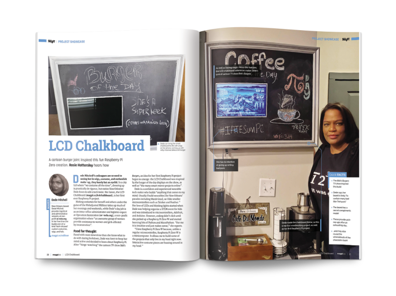 Dede Mitchell's fantastic chalkboard mixes traditional chalk drawings with smart software 