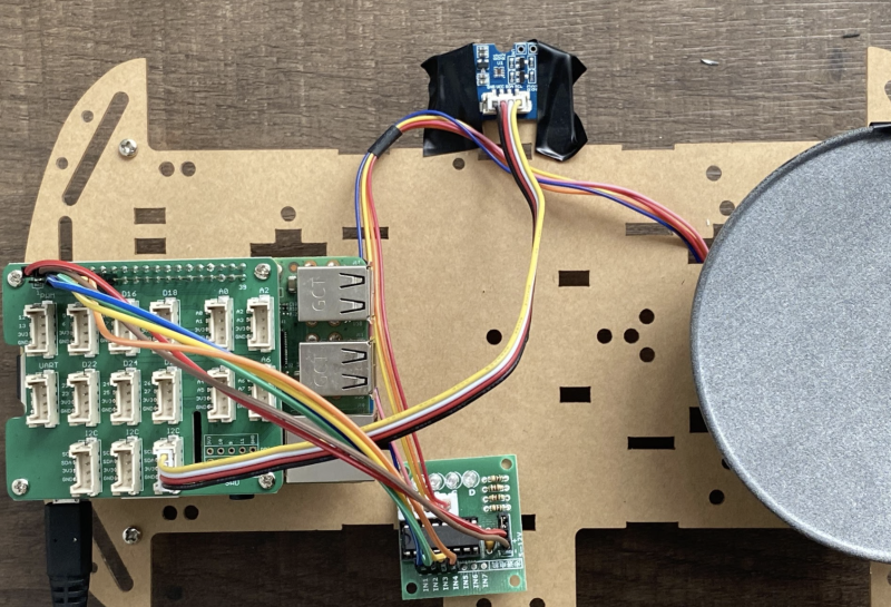 A robot car chassis forms a stable base for the plant rotator