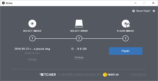 Burn SD cards with Etcher