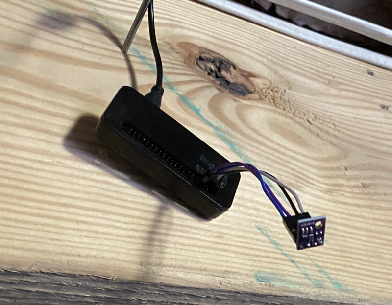 Remote humidity sensor - annotationBy hanging the project from a floor joist, it&#39;s kept away from any water that may be pooling on the ground