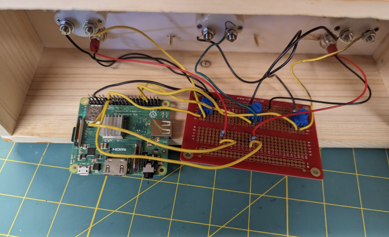 The gauges and LEDs are controlled by the GPIO pins on Raspberry Pi