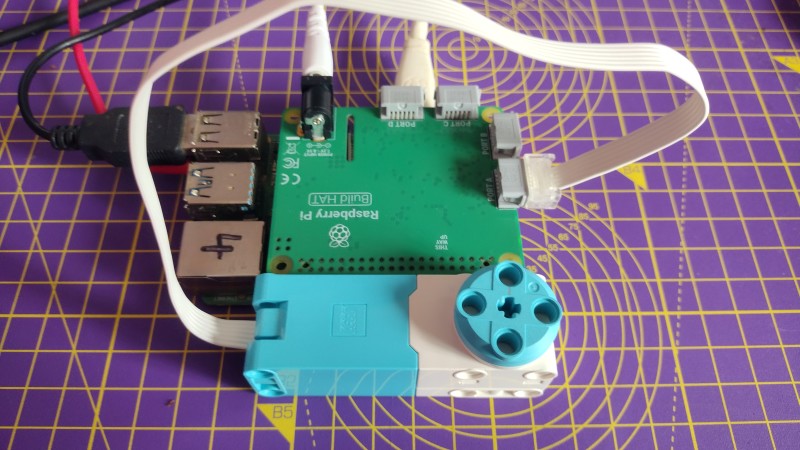 Connect a motor to port A on the Build HAT